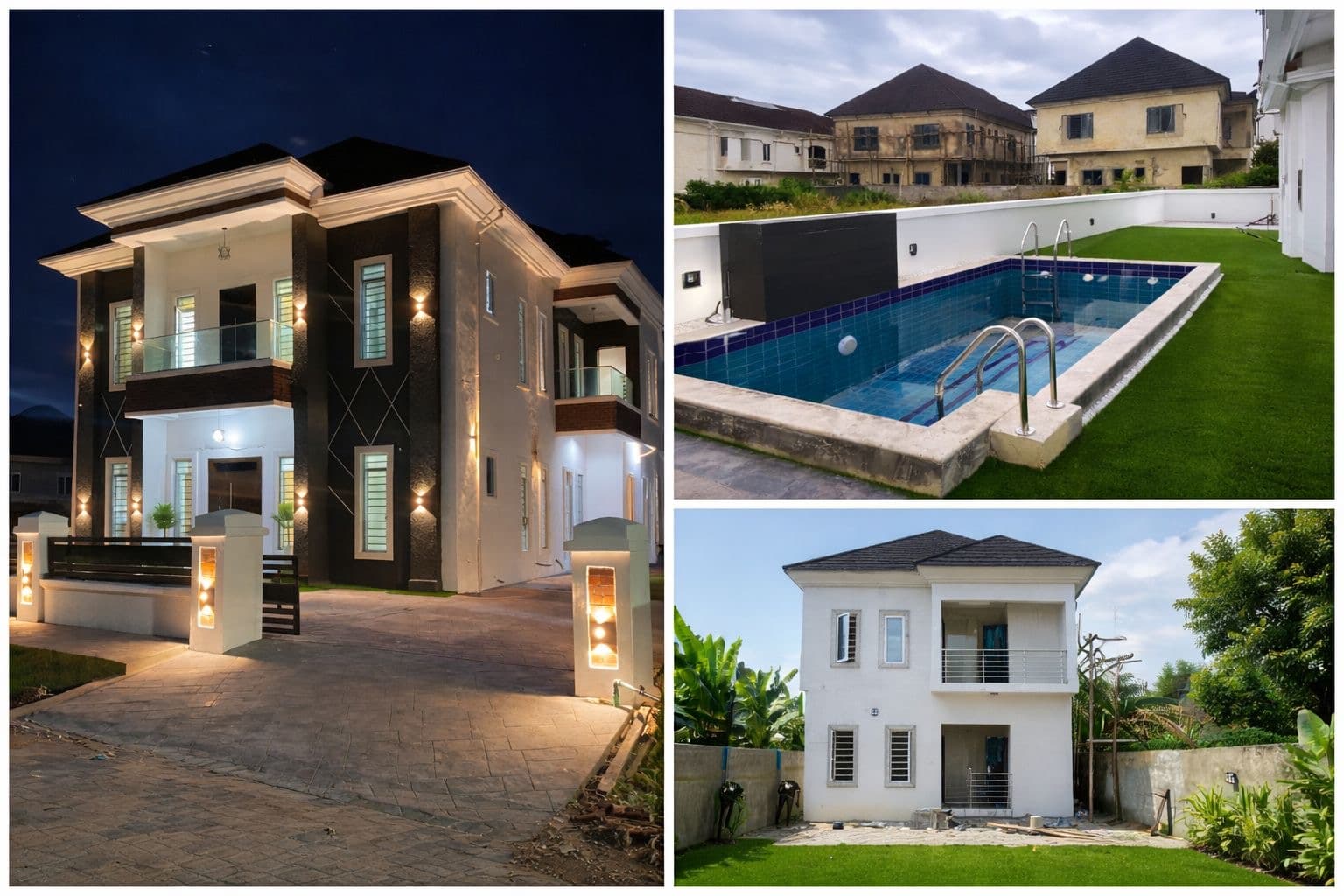 Lekki County Estate — Night View with Exterior Lighting